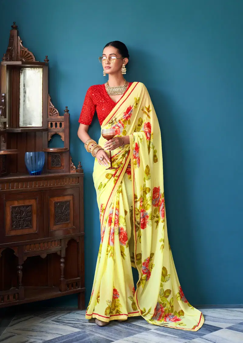 Jharokha By Printed Georgette Sarees Catalog